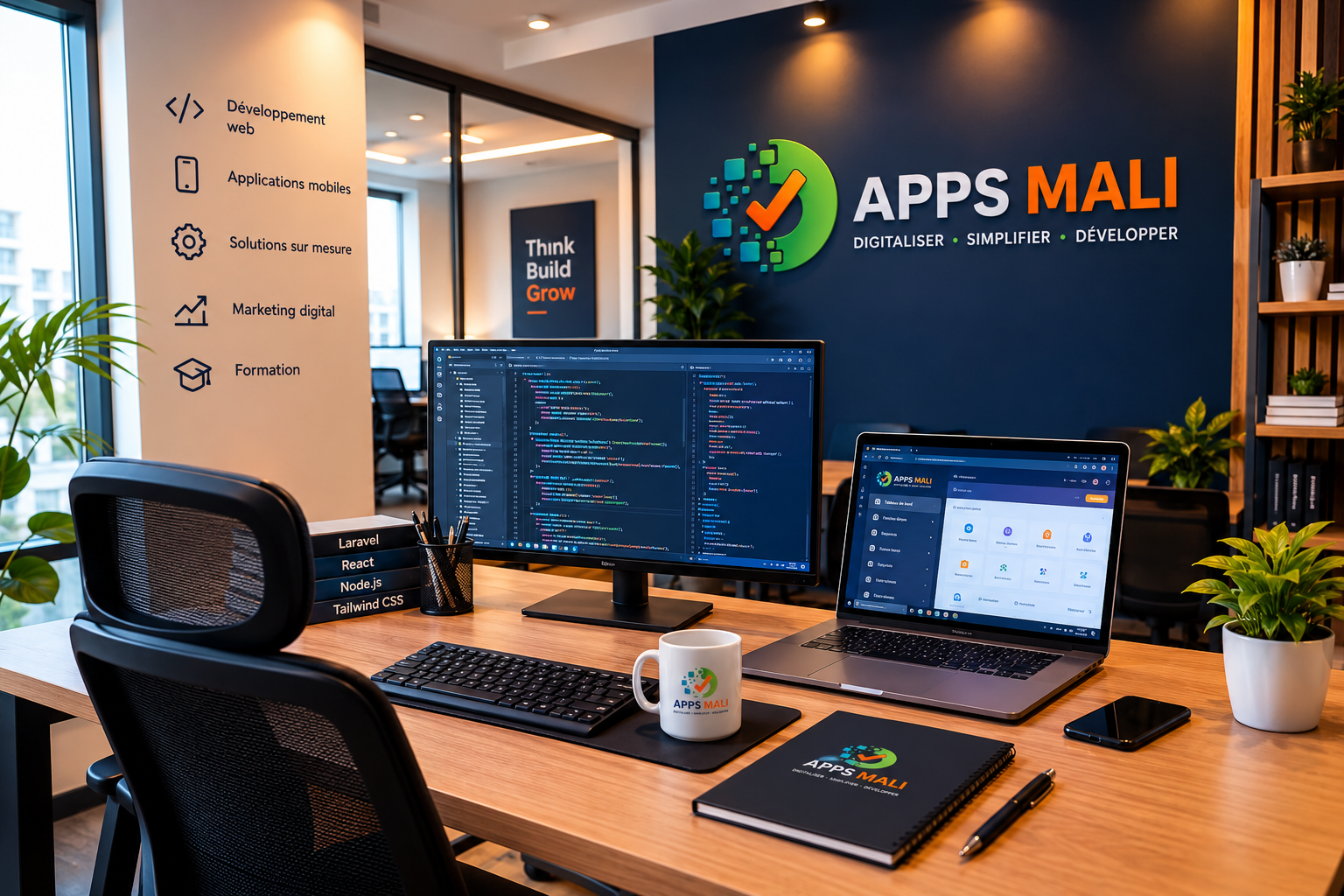 L'espace de travail et l'univers numérique d'Apps Mali
